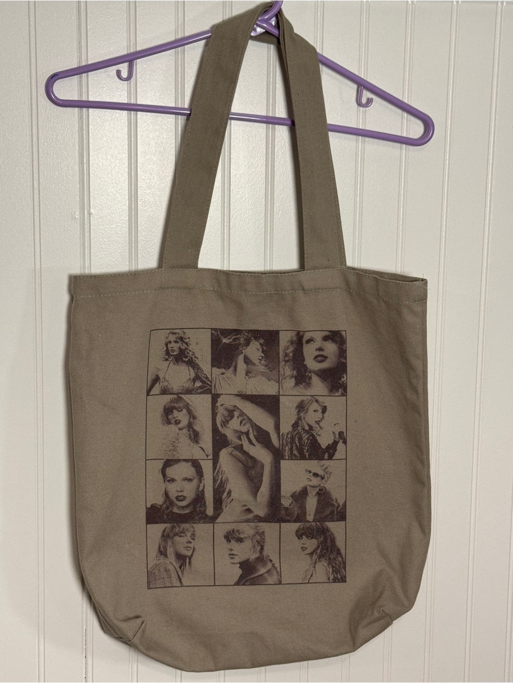 Taylor Swift Eras Tour Beige Photo-Grid Canvas Tote Bag